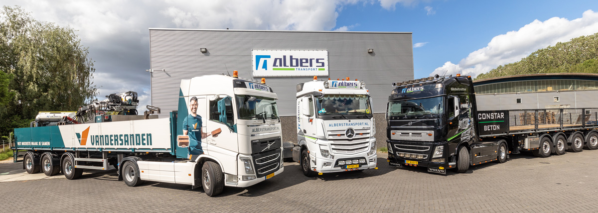 Het huidige wagenpark van Albers Transport in Doesburg